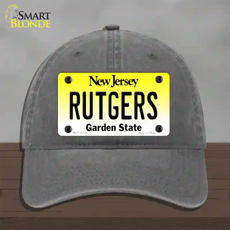 Rutgers New Jersey Novelty License Plate Hat Unconstructed Cotton / Charcoal