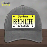 Beach Life New Jersey Novelty License Plate Hat Unconstructed Cotton / Charcoal