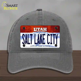 Salt Lake City Utah Novelty License Plate Hat Unconstructed Cotton / Charcoal