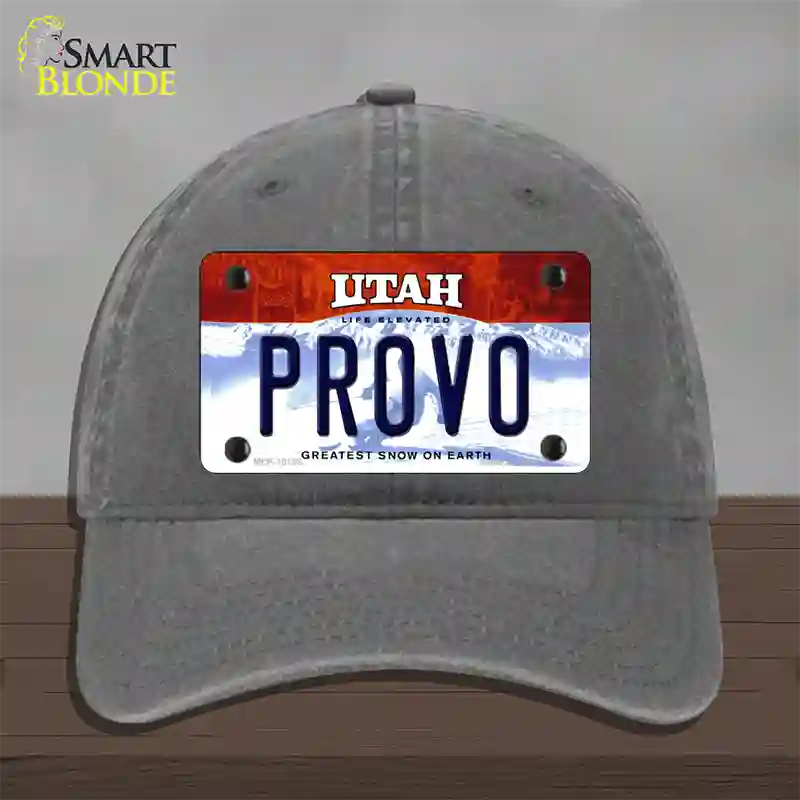 Provo Utah Novelty License Plate Hat Unconstructed Cotton / Charcoal