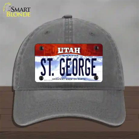 St George Utah Novelty License Plate Hat Unconstructed Cotton / Charcoal