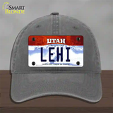 Lehi Utah Novelty License Plate Hat Unconstructed Cotton / Charcoal