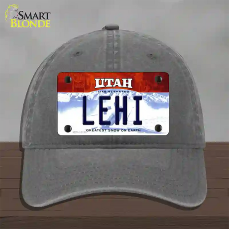 Lehi Utah Novelty License Plate Hat Unconstructed Cotton / Charcoal