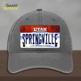 Springville Utah Novelty License Plate Hat Unconstructed Cotton / Charcoal