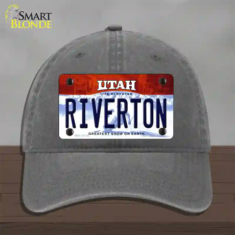 Riverton Utah Novelty License Plate Hat Unconstructed Cotton / Charcoal