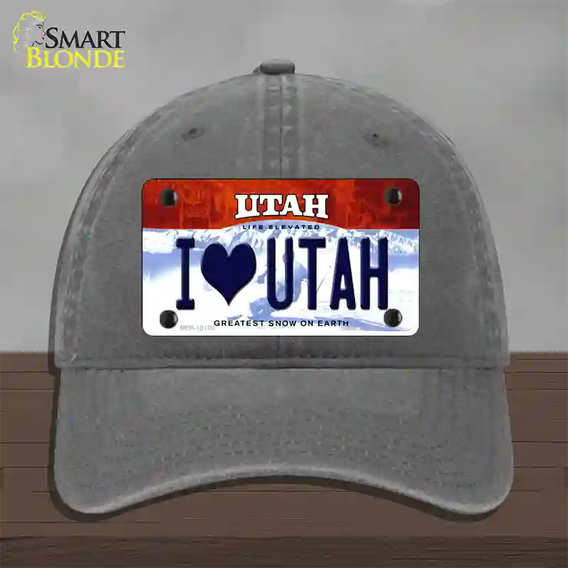 I Love Utah Novelty License Plate Hat Unconstructed Cotton / Charcoal