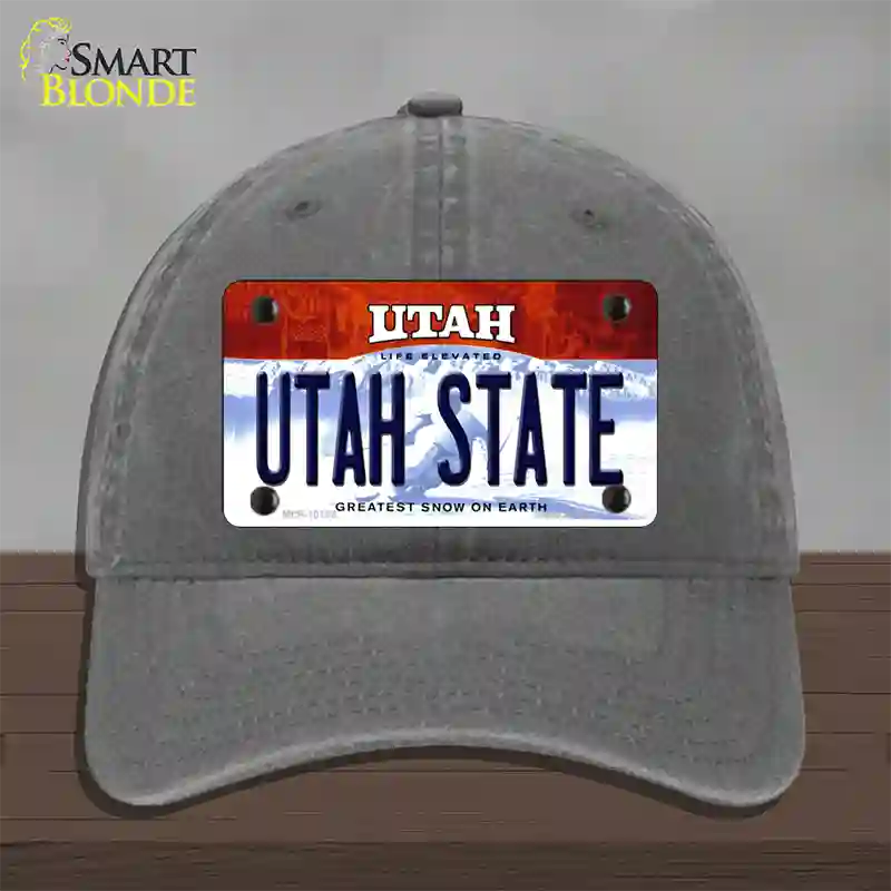 Utah State Utah Novelty License Plate Hat Unconstructed Cotton / Charcoal