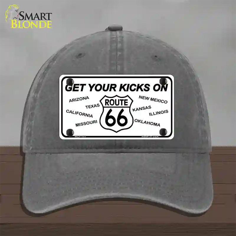 Get Your Kicks On 66 Novelty License Plate Hat Unconstructed Cotton / Charcoal