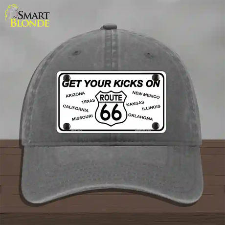 Get Your Kicks On 66 Novelty License Plate Hat Unconstructed Cotton / Charcoal