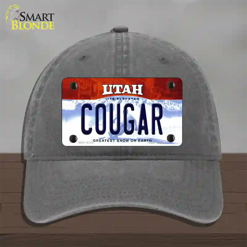 Cougar Utah Novelty License Plate Hat Unconstructed Cotton / Charcoal