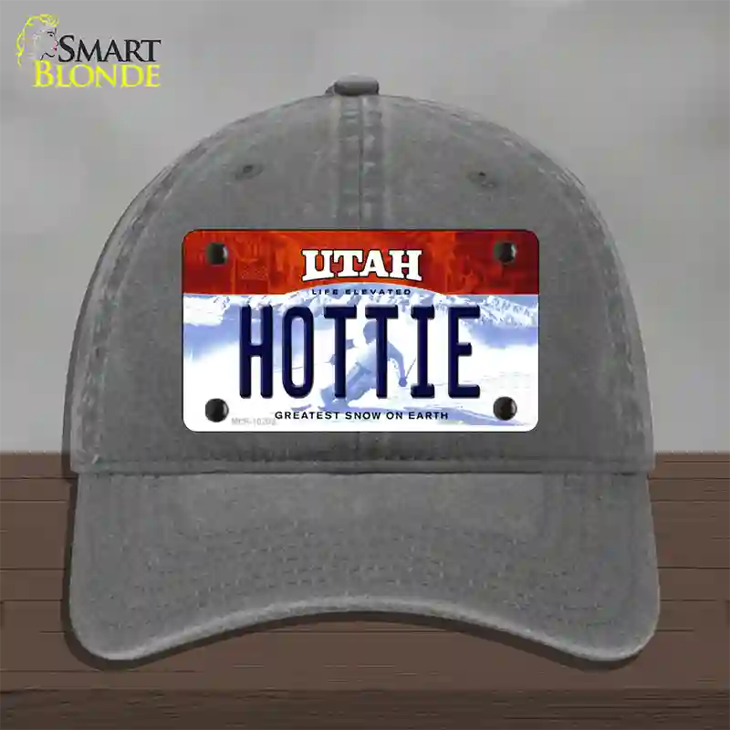 Hottie Utah Novelty License Plate Hat Unconstructed Cotton / Charcoal