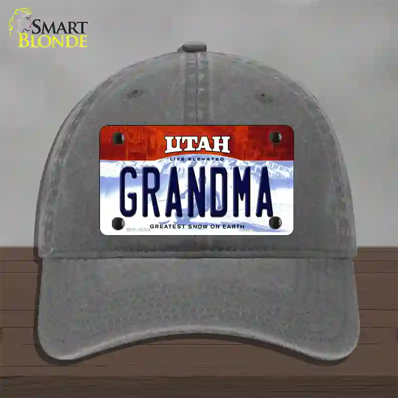 Grandma Utah Novelty License Plate Hat Unconstructed Cotton / Charcoal