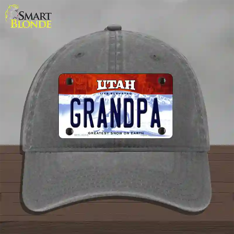 Grandpa Utah Novelty License Plate Hat Unconstructed Cotton / Charcoal