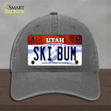 Ski Bum Utah Novelty License Plate Hat Unconstructed Cotton / Charcoal