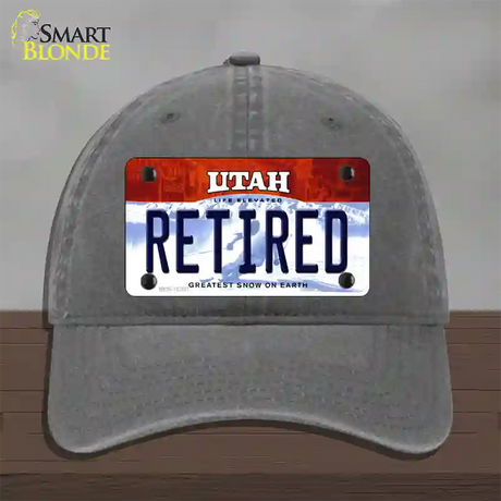 Retired Utah Novelty License Plate Hat Unconstructed Cotton / Charcoal