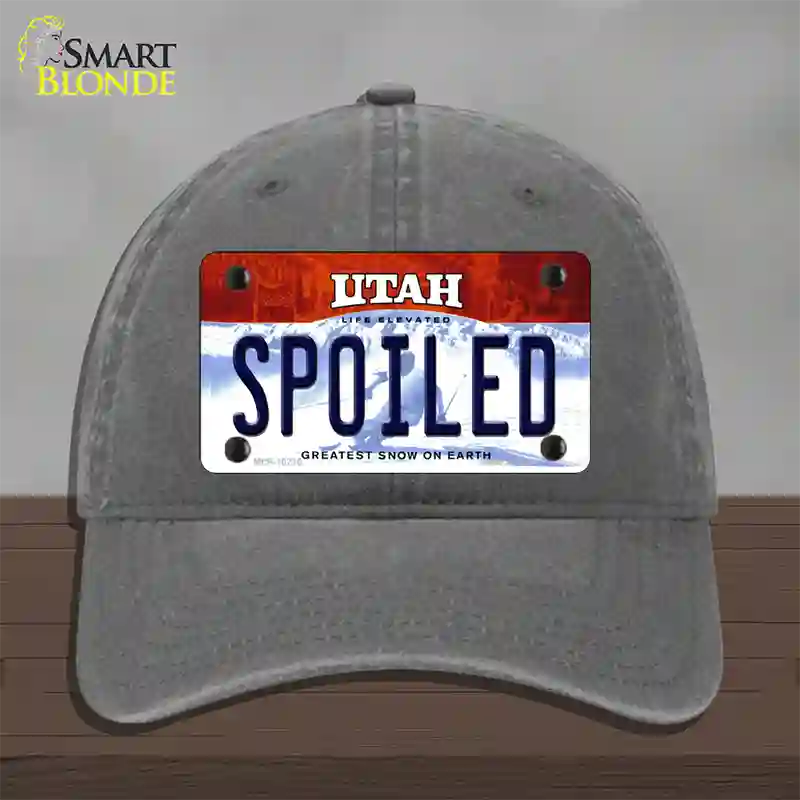 Spoiled Utah Novelty License Plate Hat Unconstructed Cotton / Charcoal