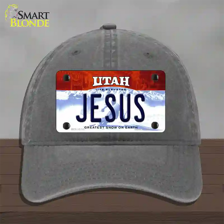 Jesus Utah Novelty License Plate Hat Unconstructed Cotton / Charcoal