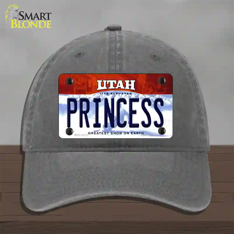 Princess Utah Novelty License Plate Hat Unconstructed Cotton / Charcoal