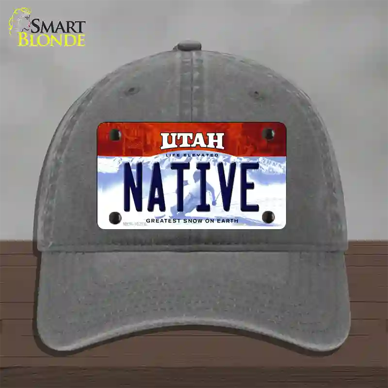 Native Utah Novelty License Plate Hat Unconstructed Cotton / Charcoal