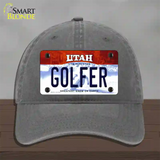 Golfer Utah Novelty License Plate Hat Unconstructed Cotton / Charcoal