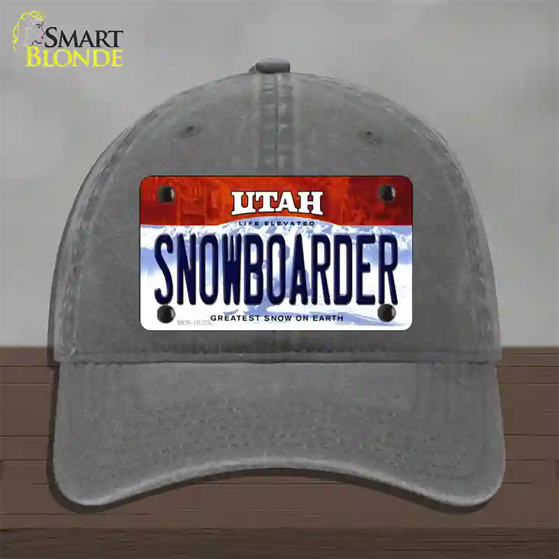 Snowboarder Utah Novelty License Plate Hat Unconstructed Cotton / Charcoal