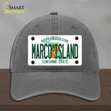 Marco Island Florida Novelty License Plate Hat Unconstructed Cotton / Charcoal