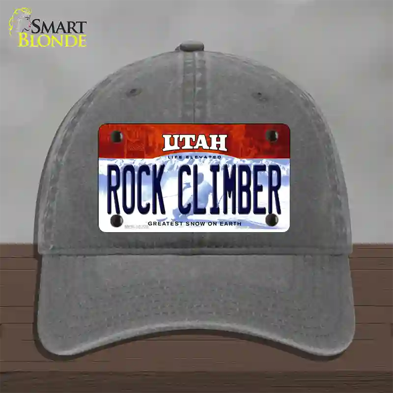 Rock Climber Utah Novelty License Plate Hat Unconstructed Cotton / Charcoal