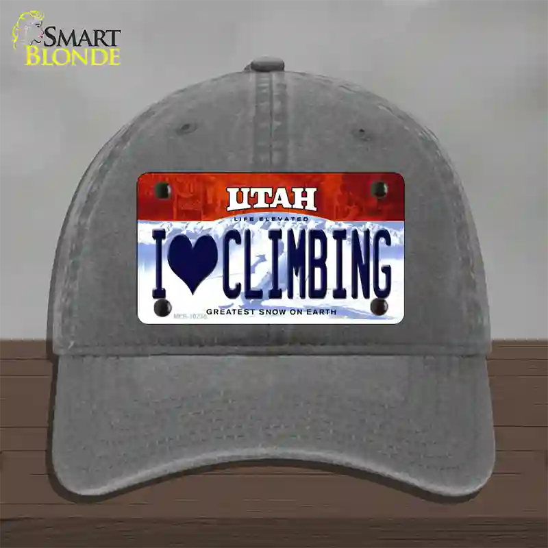 I Love Climbing Utah Novelty License Plate Hat Unconstructed Cotton / Charcoal