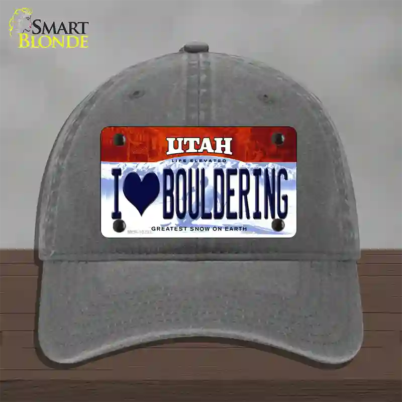 I Love Bouldering Utah Novelty License Plate Hat Unconstructed Cotton / Charcoal