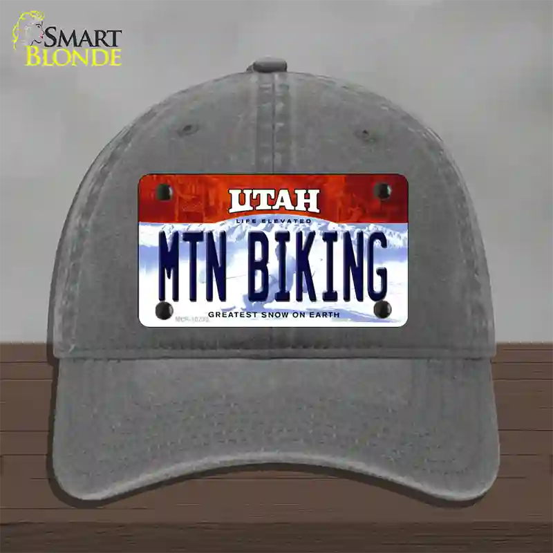 Mtn Biking Utah Novelty License Plate Hat Unconstructed Cotton / Charcoal