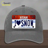 I Love Snow Utah Novelty License Plate Hat Unconstructed Cotton / Charcoal