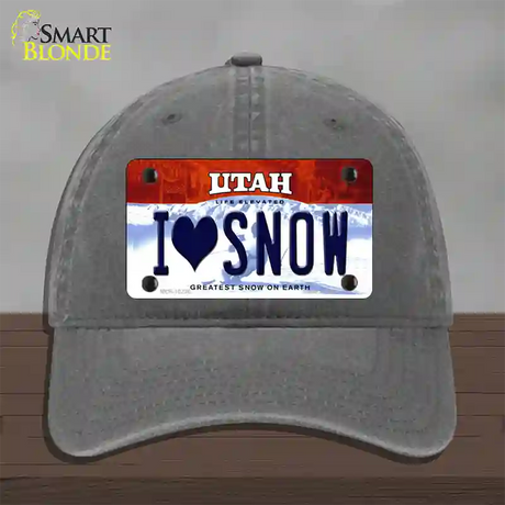 I Love Snow Utah Novelty License Plate Hat Unconstructed Cotton / Charcoal