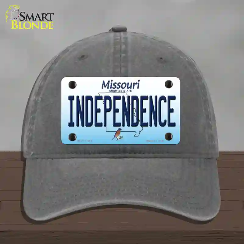 Independence Missouri Novelty License Plate Hat Unconstructed Cotton / Charcoal