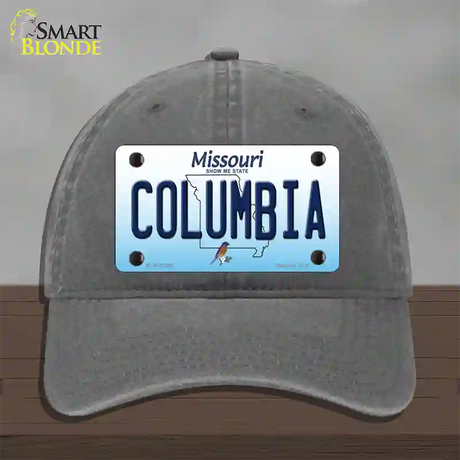 Columbia Missouri Novelty License Plate Hat Unconstructed Cotton / Charcoal