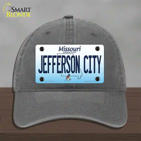 Jefferson City Missouri Novelty License Plate Hat Unconstructed Cotton / Charcoal