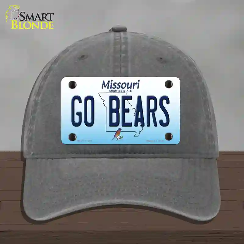 Go Bears Missouri Novelty License Plate Hat Unconstructed Cotton / Charcoal