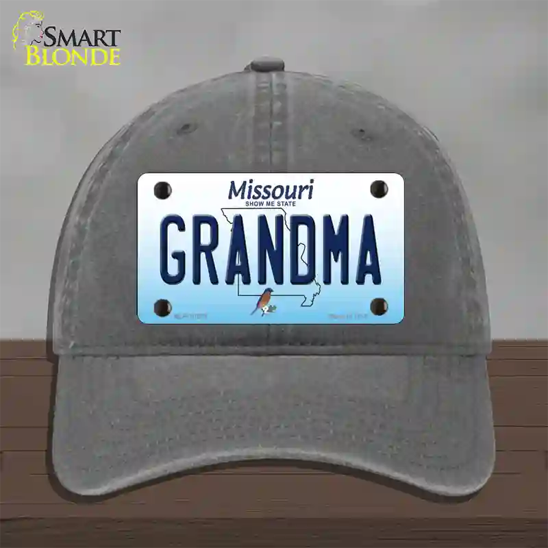 Grandma Missouri Novelty License Plate Hat Unconstructed Cotton / Charcoal