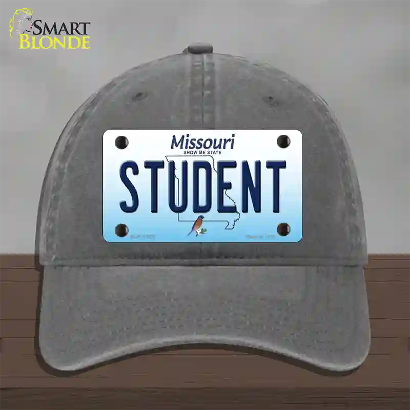 Student Missouri Novelty License Plate Hat Unconstructed Cotton / Charcoal