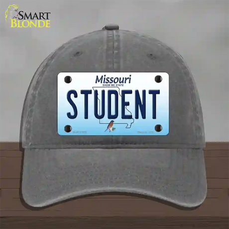 Student Missouri Novelty License Plate Hat Unconstructed Cotton / Charcoal