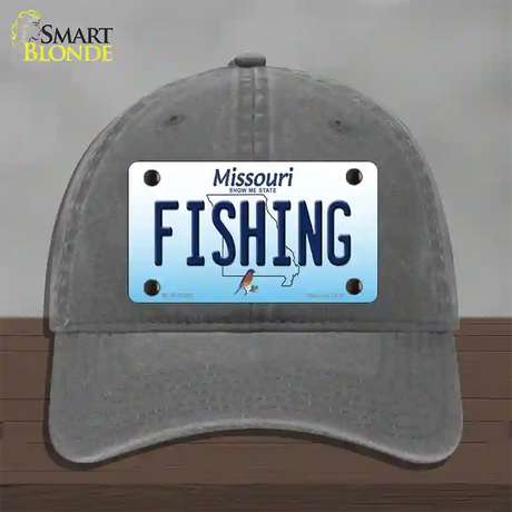 Fishing Missouri Novelty License Plate Hat Unconstructed Cotton / Charcoal