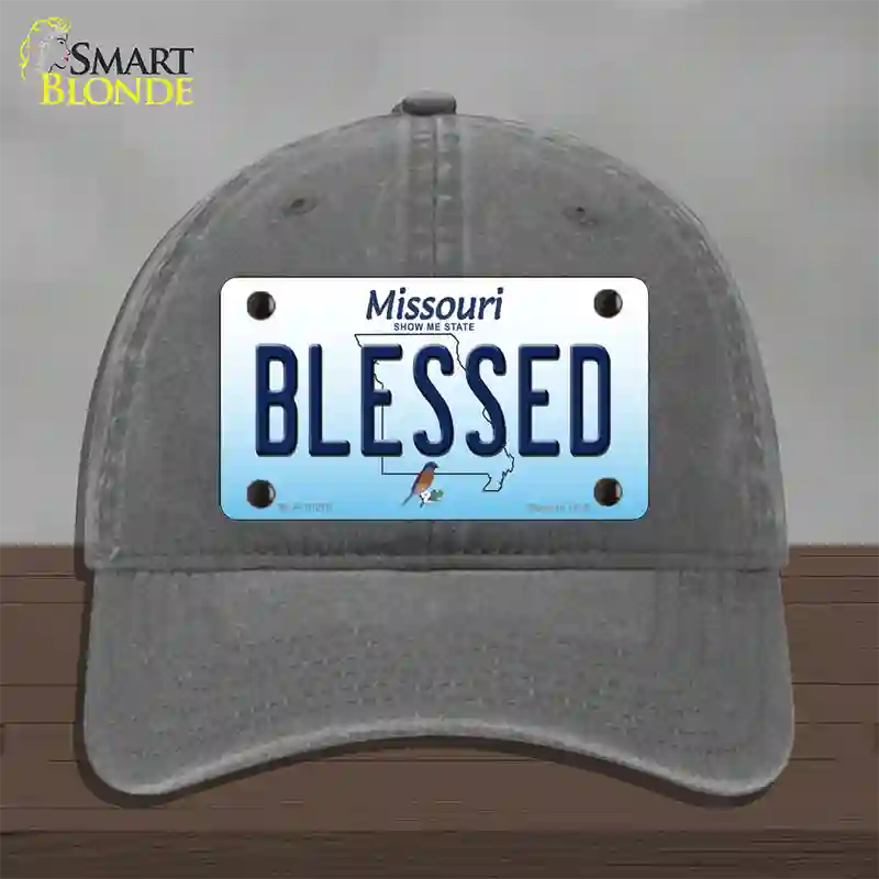 Blessed Missouri Novelty License Plate Hat Unconstructed Cotton / Charcoal