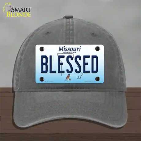 Blessed Missouri Novelty License Plate Hat Unconstructed Cotton / Charcoal