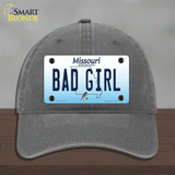 Bad Girl Missouri Novelty License Plate Hat Unconstructed Cotton / Charcoal