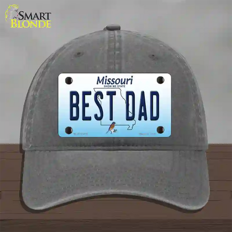 Best Dad Missouri Novelty License Plate Hat Unconstructed Cotton / Charcoal