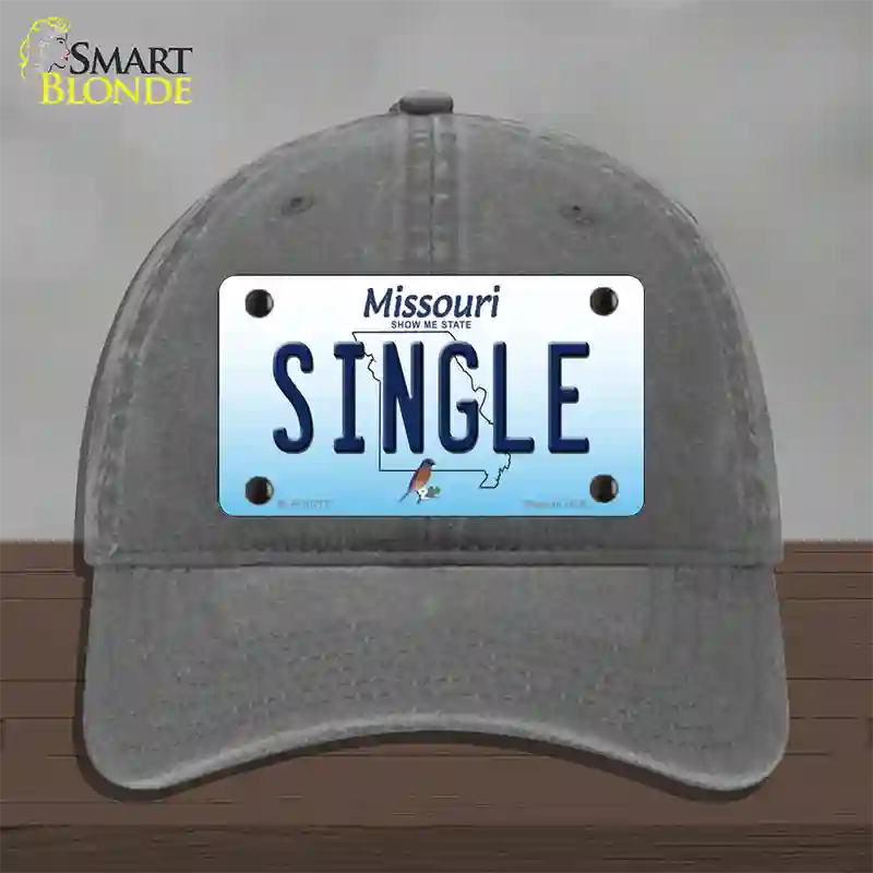 Single Missouri Novelty License Plate Hat Unconstructed Cotton / Charcoal