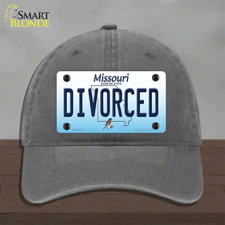 Divorced Missouri Novelty License Plate Hat Unconstructed Cotton / Charcoal