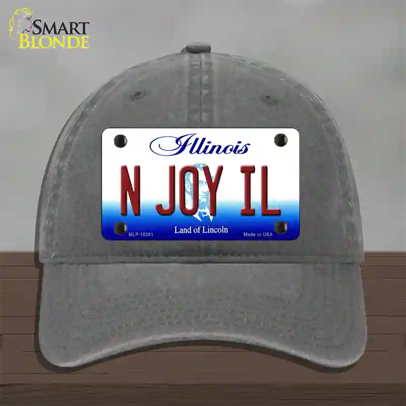 N Joy IL Illinois Novelty License Plate Hat Unconstructed Cotton / Charcoal