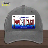 I Love Chicago Illinois Novelty License Plate Hat Unconstructed Cotton / Charcoal