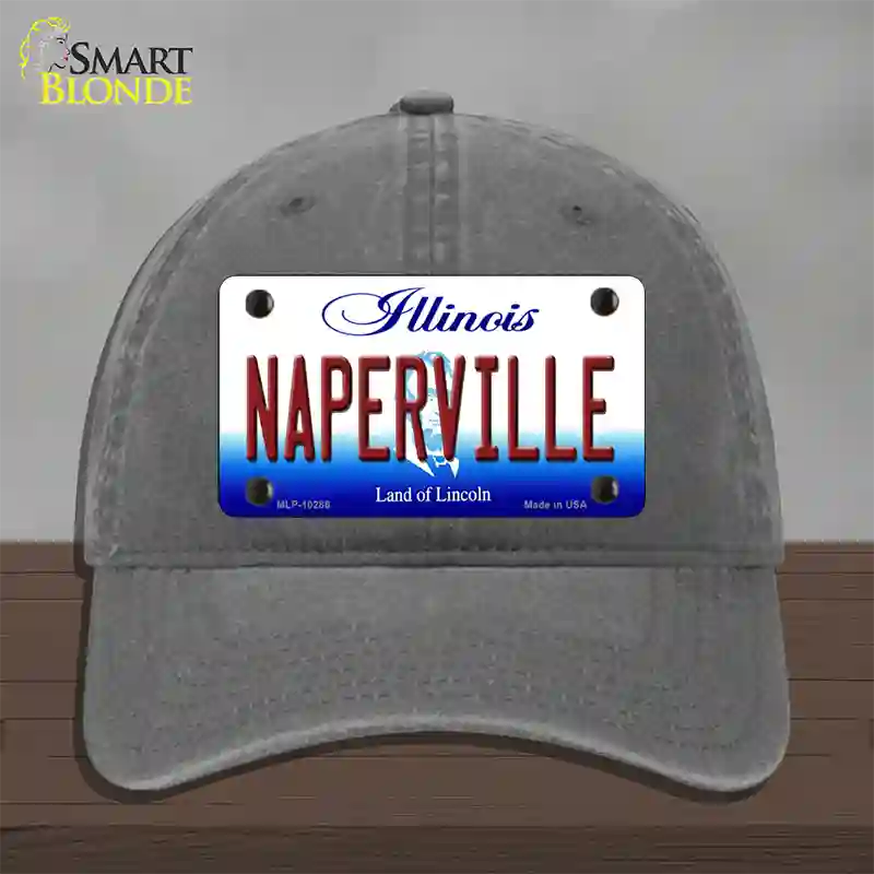 Naperville Illinois Novelty License Plate Hat Unconstructed Cotton / Charcoal