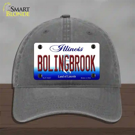 Bolingbrook Illinois Novelty License Plate Hat Unconstructed Cotton / Charcoal